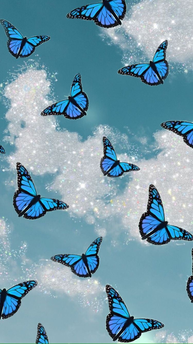 Butterfly in Sky aesthetic wallpaper, #aesthetic # 