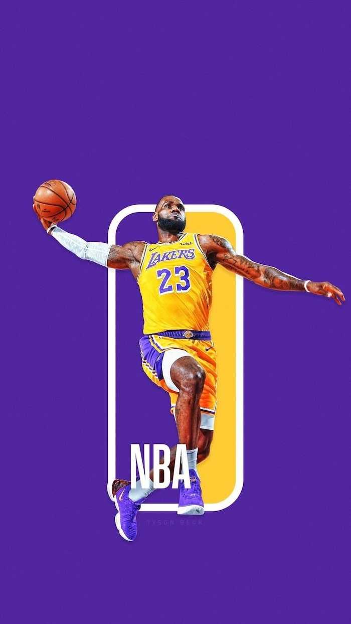 Download Lebron James Soaring High Through the Air on an Epic Slam Dunk  Wallpaper | Wallpapers.com
